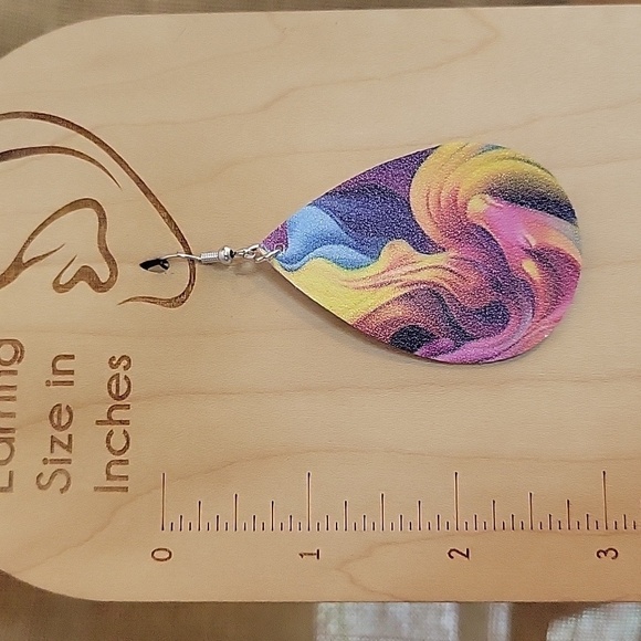 Paint Swirl Leather Drop Earrings - Picture 4 of 6